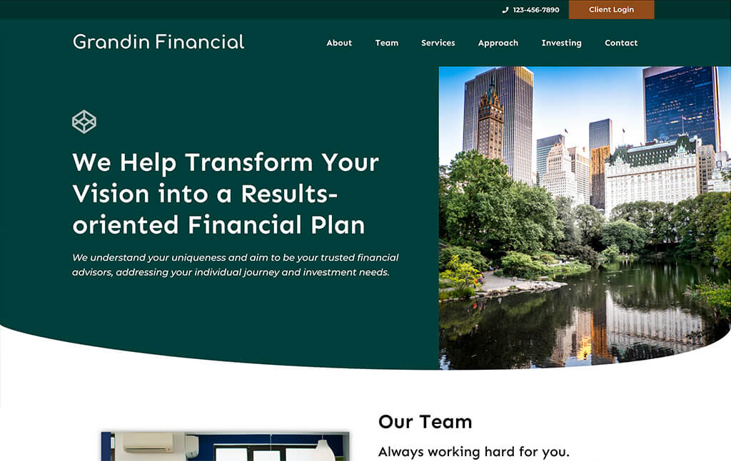 Advisor Designs' Advisor Website Grandin template